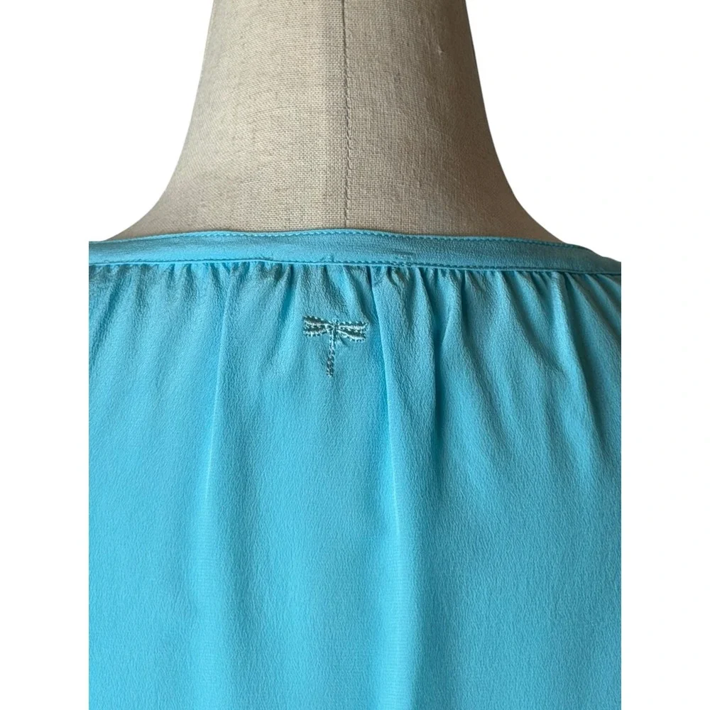 Tyler Boe Silk Tunic Top Women Medium Blue Tassel Tie Long Sleeve Blouse Preppy - Picture 7 of 12